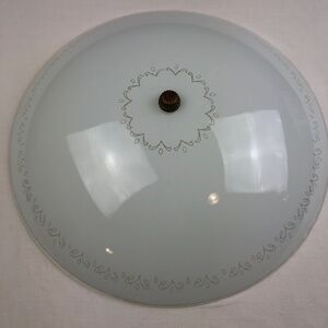 MCM  Frosted Glass Saucer Ceiling Light Shade 12-3/4" Leaf or Flower Design